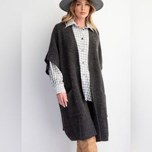 Elegant Charcoal Gray Women's Cardigan
